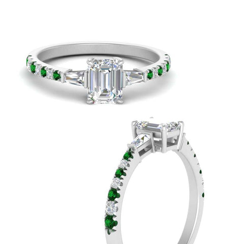Delicate Antique Pave Emerald Engagement Ring