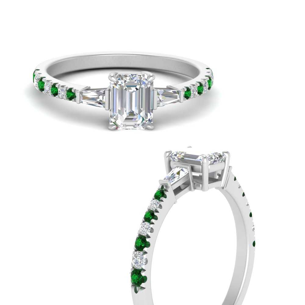 Delicate Antique Pave Emerald Cut Diamond Ring