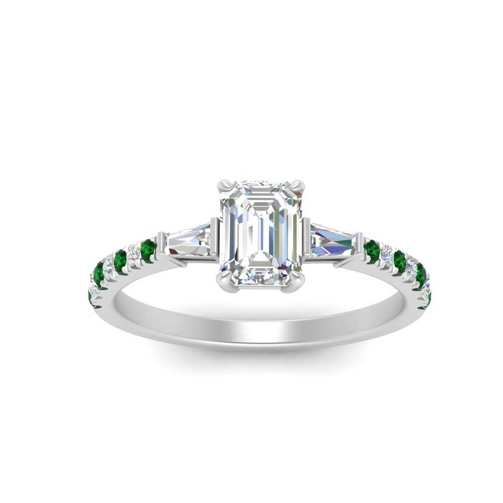 Delicate Antique Pave Emerald Cut Diamond Ring