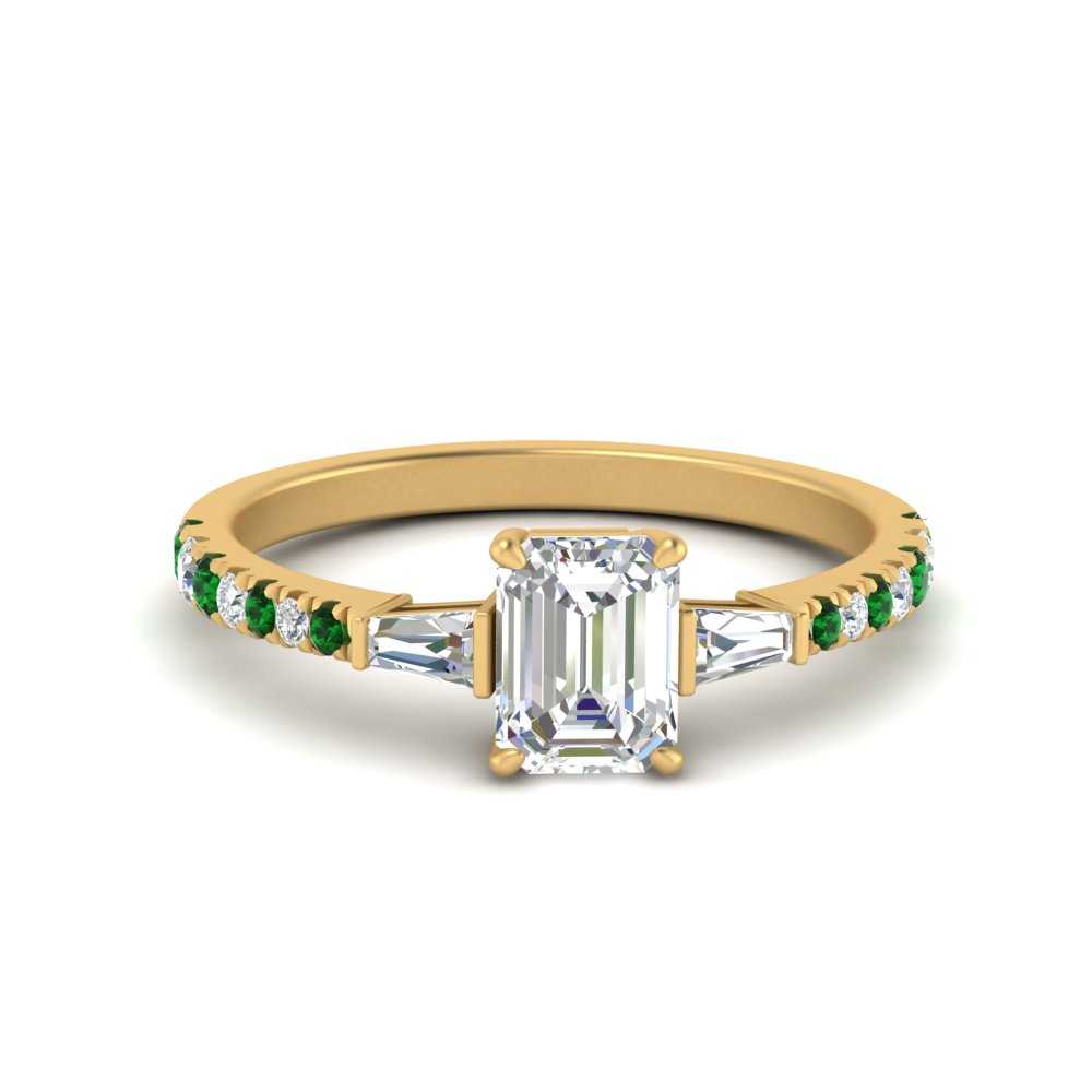 Delicate Antique Pave Emerald Cut Diamond Ring