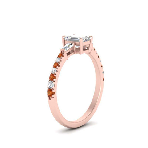 Delicate Antique Pave Emerald Engagement Ring