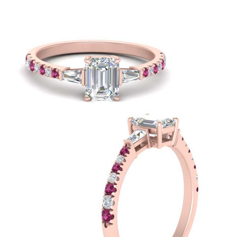Delicate Antique Pave Emerald Engagement Ring