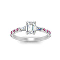 Thumbnail 52 - Delicate Antique Pave Emerald Cut Diamond Ring