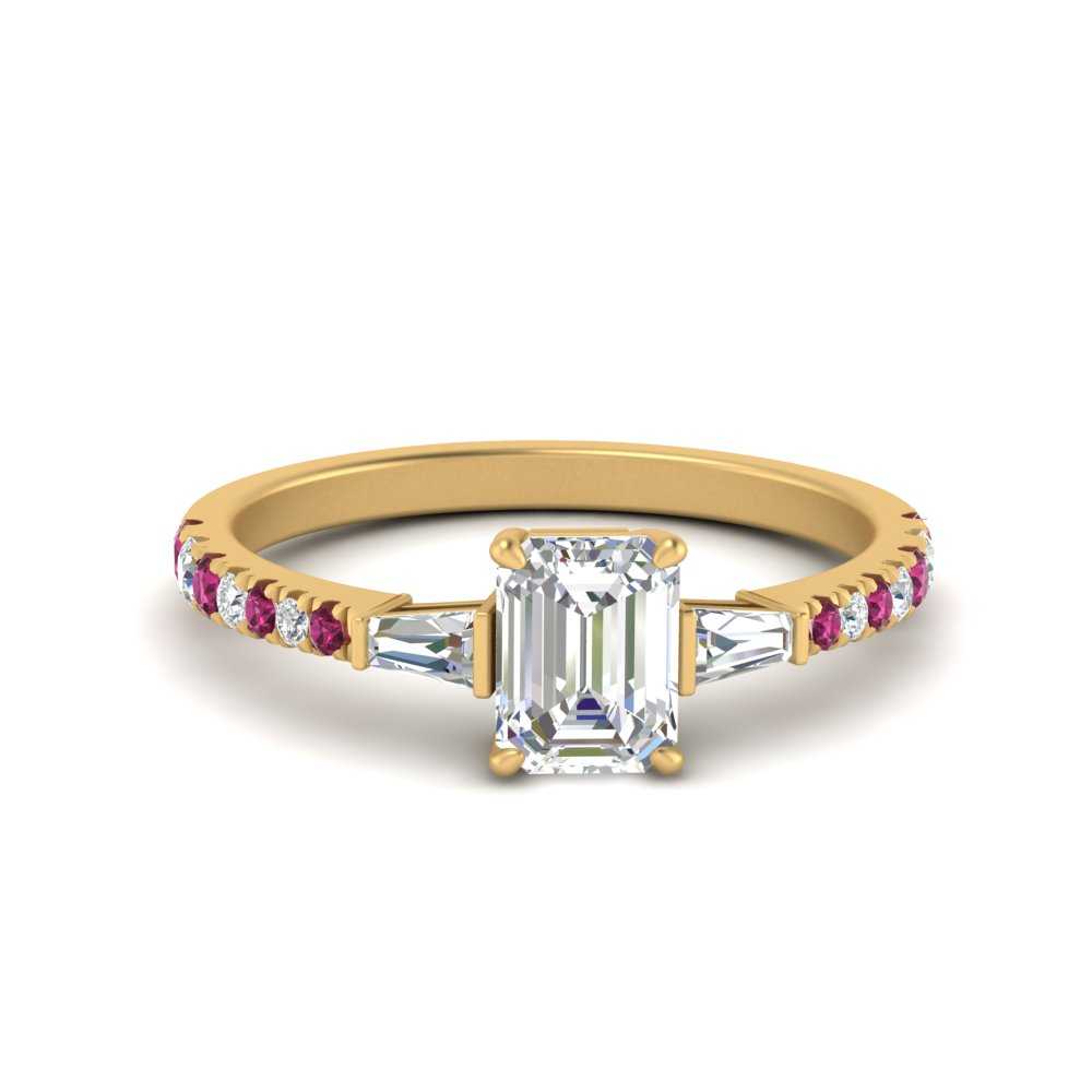 Delicate Antique Pave Emerald Cut Diamond Ring