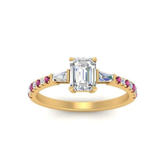 Delicate Antique Pave Emerald Cut Diamond Ring