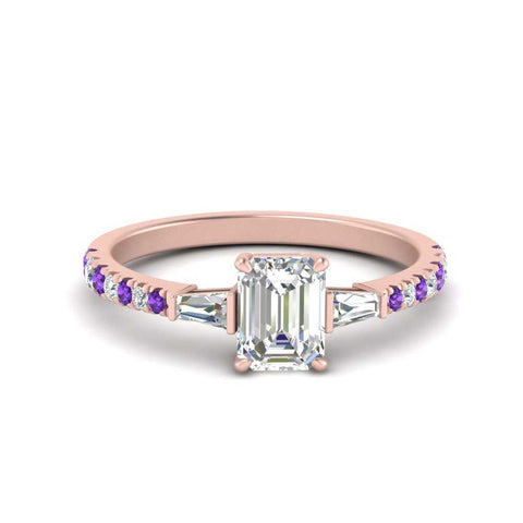 Delicate Antique Pave Emerald Engagement Ring