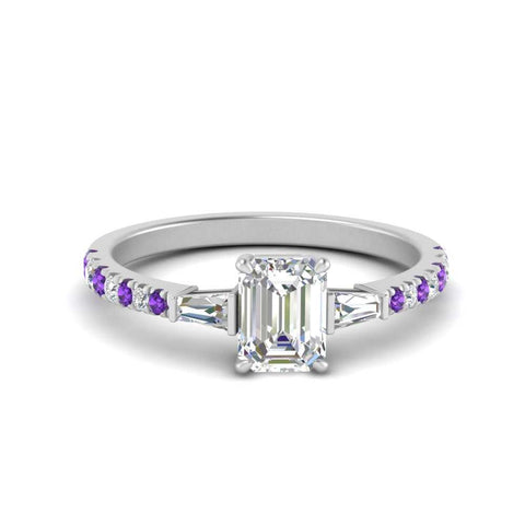 Delicate Antique Pave Emerald Engagement Ring