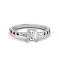 Thumbnail 62 - Delicate Antique Pave Emerald Cut Diamond Ring