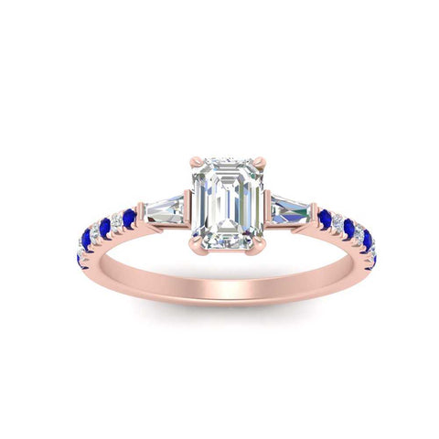 Delicate Antique Pave Emerald Engagement Ring