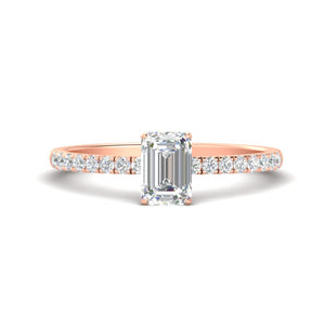 Emerald Cut French Pave Diamond Engagement Ring