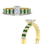 Load image into Gallery viewer, emerald-cut-french-pave-emerald-wedding-ring-set-in-yellow-gold-FD11408EMGEMGRANGLE3-NL-YG?v=1763104251