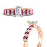 Load image into Gallery viewer, emerald-cut-french-pave-pink-sapphire-wedding-ring-set-in-rose-gold-FD11408EMGSADRPIANGLE3-NL-RG?v=1763104252