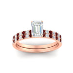 Load image into Gallery viewer, emerald-cut-french-pave-ruby-wedding-ring-set-in-rose-gold-FD11408EMGRUDRANGLE5-NL-RG?v=1763104252