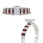 Load image into Gallery viewer, emerald-cut-french-pave-ruby-wedding-ring-set-in-white-gold-FD11408EMGRUDRANGLE3-NL-WG?v=1763104252