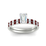 Load image into Gallery viewer, emerald-cut-french-pave-ruby-wedding-ring-set-in-white-gold-FD11408EMGRUDRANGLE5-NL-WG?v=1763104251