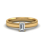 Load image into Gallery viewer, Single Stone Emerald Cut Milgrain Engagement Ring
