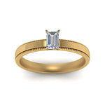 Load image into Gallery viewer, Single Stone Emerald Cut Milgrain Engagement Ring
