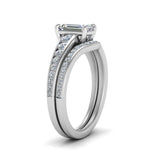 Load image into Gallery viewer, emerald-cut-graduated-channel-diamond-wedding-set-in-FD122866EM-NL-WG
