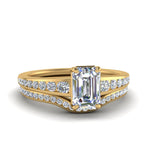 Load image into Gallery viewer, emerald-cut-graduated-channel-diamond-wedding-set-in-FD122866EM-NL-YG
