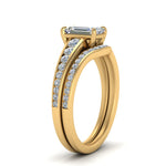 Load image into Gallery viewer, emerald-cut-graduated-channel-diamond-wedding-set-in-FD122866EM-NL-YG
