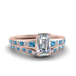 Load image into Gallery viewer, emerald-cut-graduated-channel-diamond-wedding-set-with-blue-topaz-in-FD122866EMGICBLTO-NL-RG
