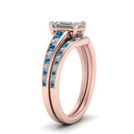 Load image into Gallery viewer, emerald-cut-graduated-channel-diamond-wedding-set-with-blue-topaz-in-FD122866EMGICBLTO-NL-RG
