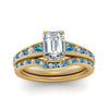 Load image into Gallery viewer, emerald-cut-graduated-channel-diamond-wedding-set-with-blue-topaz-in-FD122866EMGICBLTO-NL-YG