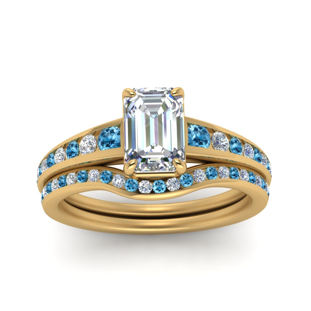 emerald-cut-graduated-channel-diamond-wedding-set-with-blue-topaz-in-FD122866EMGICBLTO-NL-YG