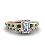 Load image into Gallery viewer, emerald-cut-graduated-channel-diamond-wedding-set-with-emerald-in-FD122866EMGEMGR-NL-RG
