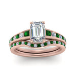 Load image into Gallery viewer, emerald-cut-graduated-channel-diamond-wedding-set-with-emerald-in-FD122866EMGEMGR-NL-RG
