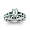 Load image into Gallery viewer, emerald-cut-graduated-channel-diamond-wedding-set-with-emerald-in-FD122866EMGEMGR-NL-WG