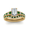 Load image into Gallery viewer, emerald-cut-graduated-channel-diamond-wedding-set-with-emerald-in-FD122866EMGEMGR-NL-YG