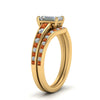 Load image into Gallery viewer, emerald-cut-graduated-channel-diamond-wedding-set-with-orange-sapphire-in-FD122866EMGSAOR-NL-YG