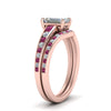 Load image into Gallery viewer, emerald-cut-graduated-channel-diamond-wedding-set-with-pink-sapphire-in-FD122866EMGSADRPI-NL-RG