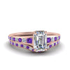 Load image into Gallery viewer, emerald-cut-graduated-channel-diamond-wedding-set-with-purple-topaz-in-FD122866EMGVITO-NL-RG
