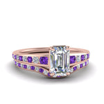 Load image into Gallery viewer, emerald-cut-graduated-channel-diamond-wedding-set-with-purple-topaz-in-FD122866EMGVITO-NL-RG
