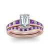 Load image into Gallery viewer, emerald-cut-graduated-channel-diamond-wedding-set-with-purple-topaz-in-FD122866EMGVITO-NL-RG