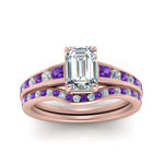 Load image into Gallery viewer, emerald-cut-graduated-channel-diamond-wedding-set-with-purple-topaz-in-FD122866EMGVITO-NL-RG
