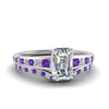 Load image into Gallery viewer, emerald-cut-graduated-channel-diamond-wedding-set-with-purple-topaz-in-FD122866EMGVITO-NL-WG