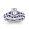 Load image into Gallery viewer, emerald-cut-graduated-channel-diamond-wedding-set-with-purple-topaz-in-FD122866EMGVITO-NL-WG
