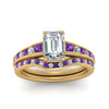 Load image into Gallery viewer, emerald-cut-graduated-channel-diamond-wedding-set-with-purple-topaz-in-FD122866EMGVITO-NL-YG