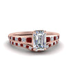 Load image into Gallery viewer, emerald-cut-graduated-channel-diamond-wedding-set-with-ruby-in-FD122866EMGRUDR-NL-RG
