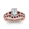 Load image into Gallery viewer, emerald-cut-graduated-channel-diamond-wedding-set-with-ruby-in-FD122866EMGRUDR-NL-RG