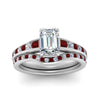 Load image into Gallery viewer, emerald-cut-graduated-channel-diamond-wedding-set-with-ruby-in-FD122866EMGRUDR-NL-WG
