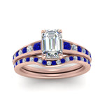 Load image into Gallery viewer, emerald-cut-graduated-channel-diamond-wedding-set-with-sapphire-in-FD122866EMGSABL-NL-RG

