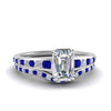 Load image into Gallery viewer, emerald-cut-graduated-channel-diamond-wedding-set-with-sapphire-in-FD122866EMGSABL-NL-WG