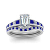 Load image into Gallery viewer, emerald-cut-graduated-channel-diamond-wedding-set-with-sapphire-in-FD122866EMGSABL-NL-WG