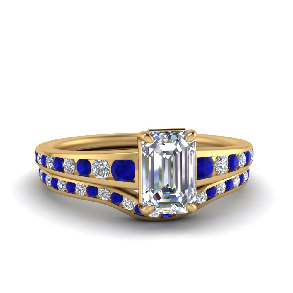 emerald-cut-graduated-channel-diamond-wedding-set-with-sapphire-in-FD122866EMGSABL-NL-YG