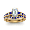 Load image into Gallery viewer, emerald-cut-graduated-channel-diamond-wedding-set-with-sapphire-in-FD122866EMGSABL-NL-YG