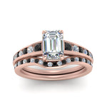 Load image into Gallery viewer, emerald-cut-graduated-channel-wedding-set-with-black-diamond-in-FD122866EMGBLACK-NL-RG
